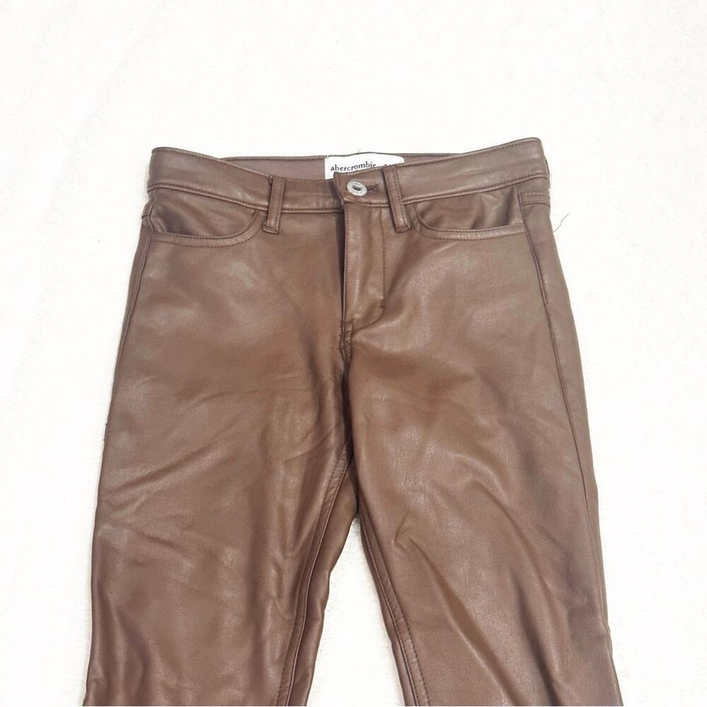 Abercrombie & Fitch Brown vegan leather pants sz 9/10 - Picture 3 of 6